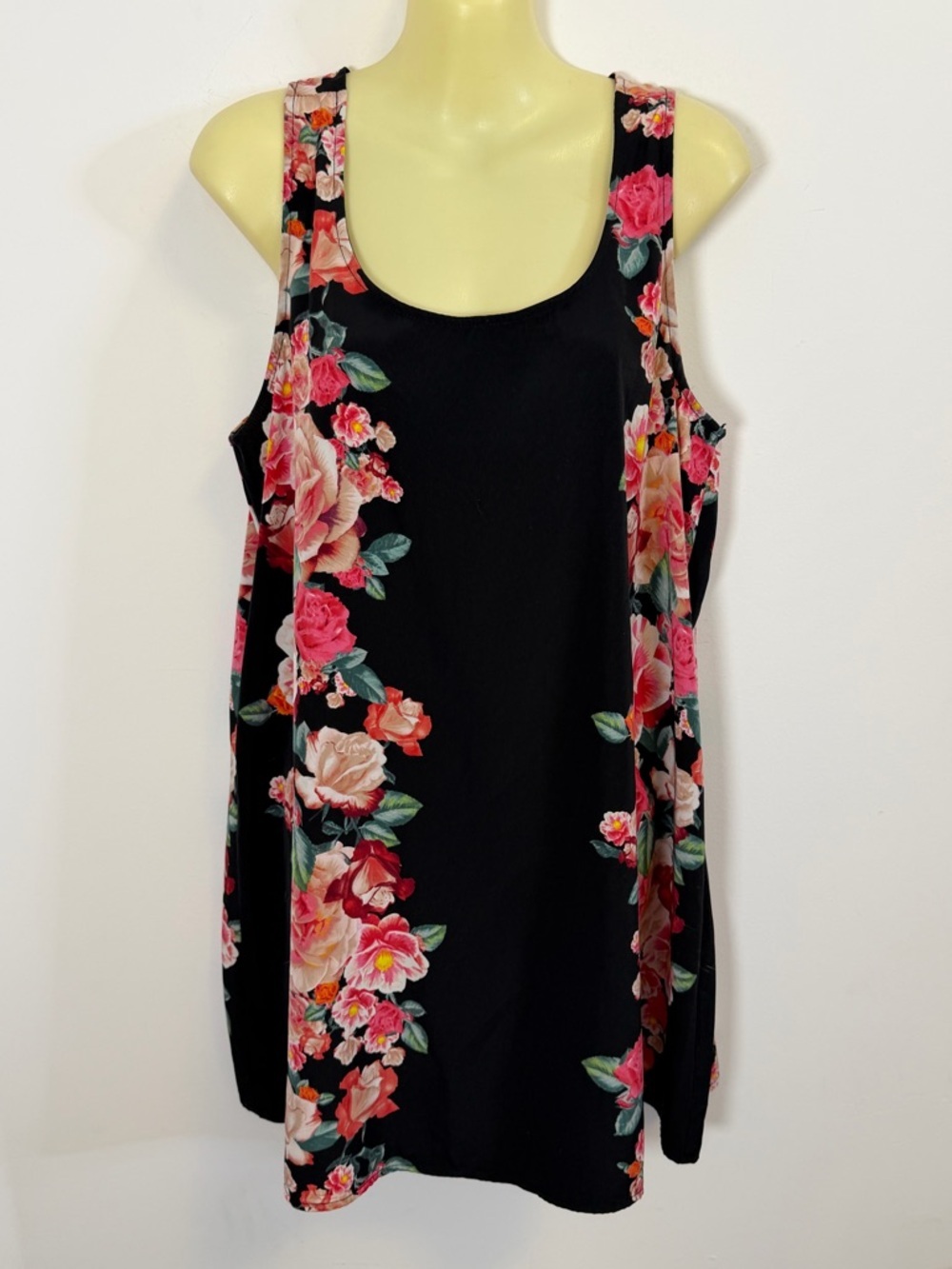 Forever 21 Black Mini Dress with Pink Floral Trim